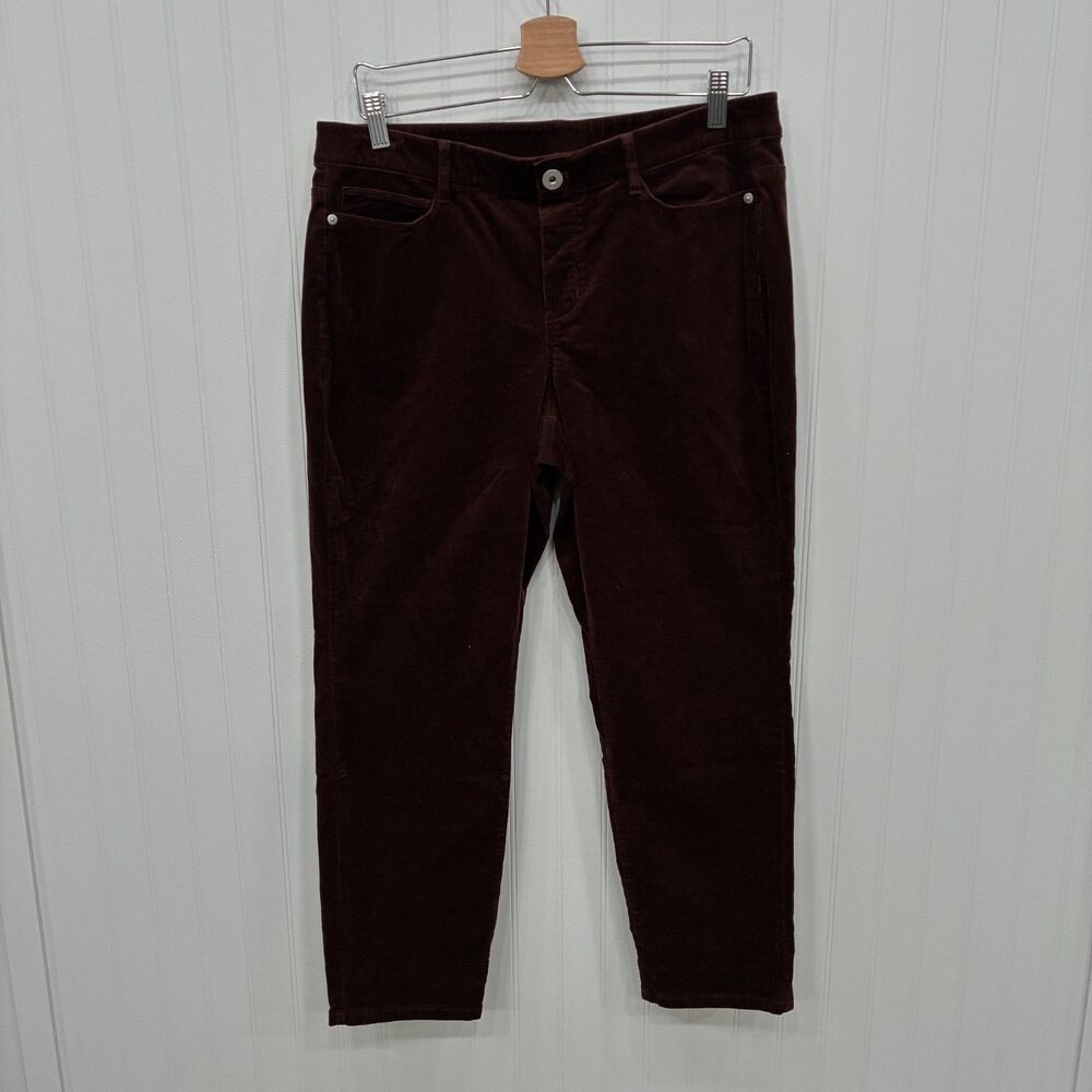 J.Jill Womens Medium Petite Brown Corduroy Straight Leg Stretch Pants WPT277692